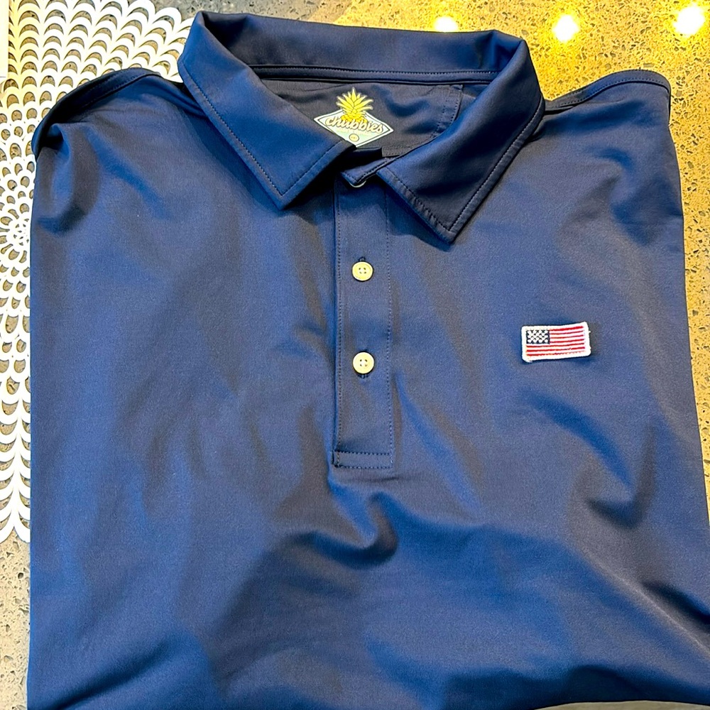 Chubbies XXL Golf Polo Shirt Patriotic Flag Short Sleeve Red, white & blue